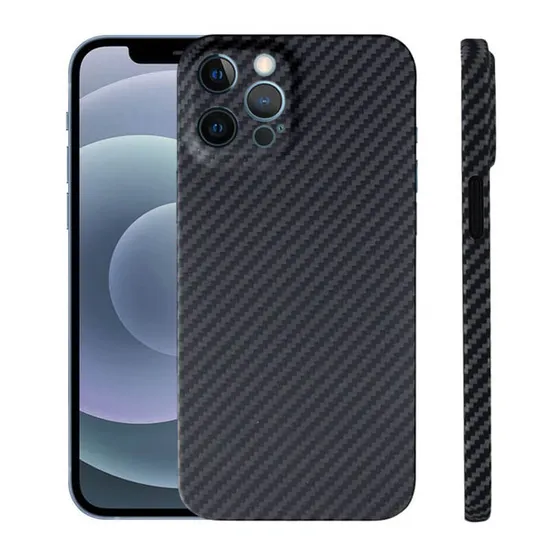 iPhone 12用傷つきにくいフルレンズ保護カーボンファイバー携帯電話ケース
